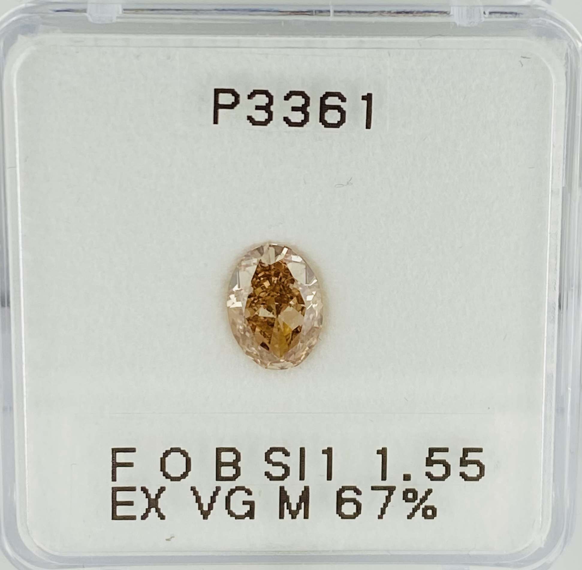1.55カラット ファンシーオレンジブラウン SI1 オーバルダイヤモンド