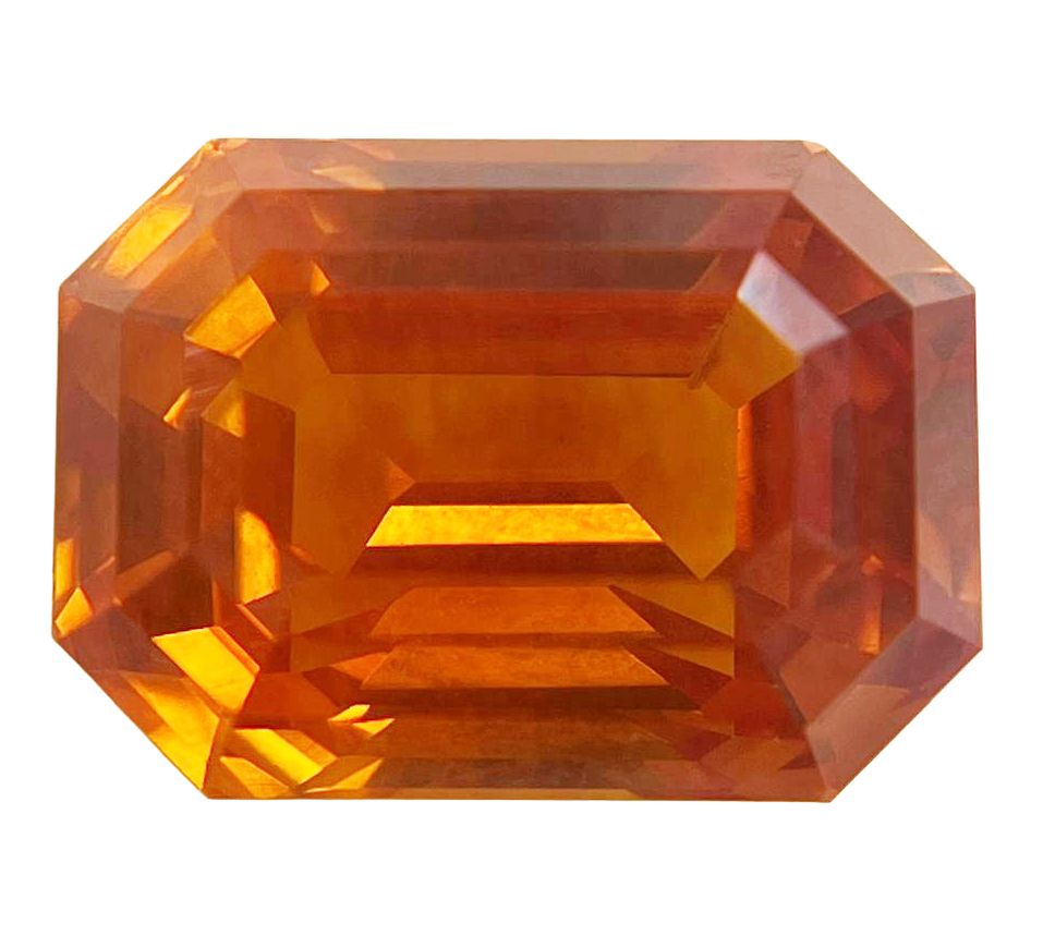 Szafir 11,41 ct, pomarańczowy, szlif szmaragdowy