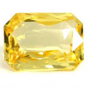 Szafir 1,67 ct, żółty, szlif szmaragdowy