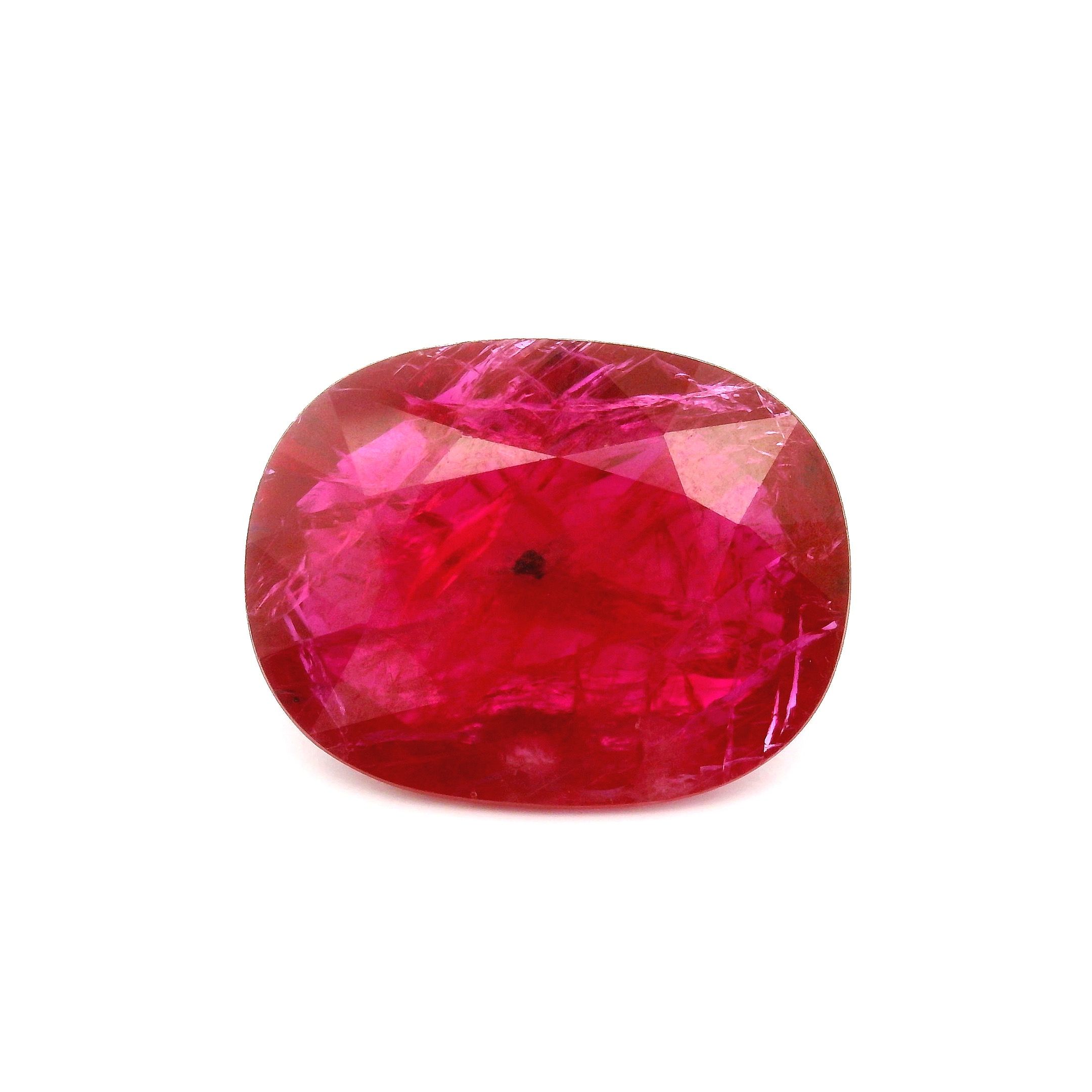 Rubin 7,25 ct, czerwony, szlif cushion