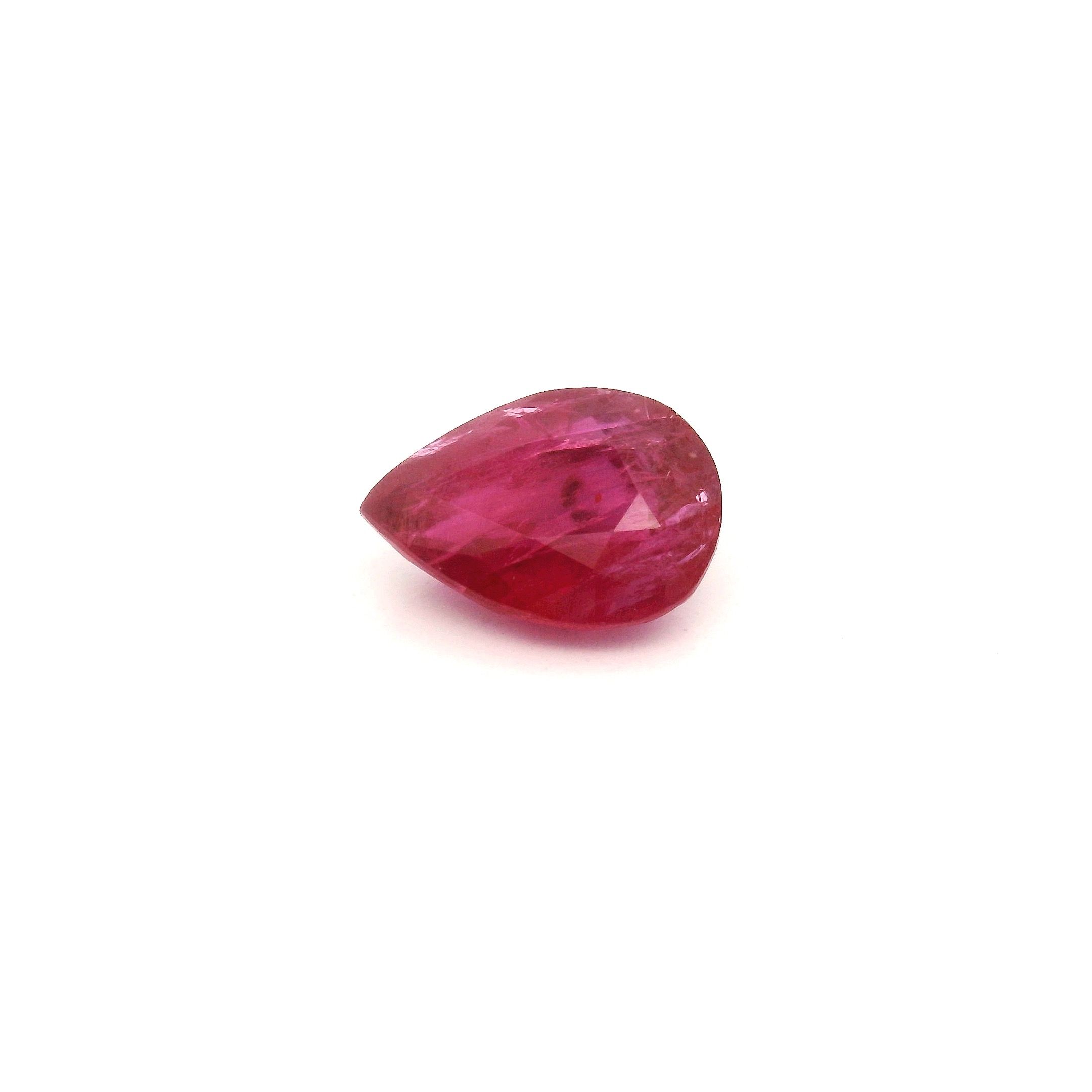 RUBY FACETED 1.39ct RED Intense MI MOZAMBIQUE HEATED