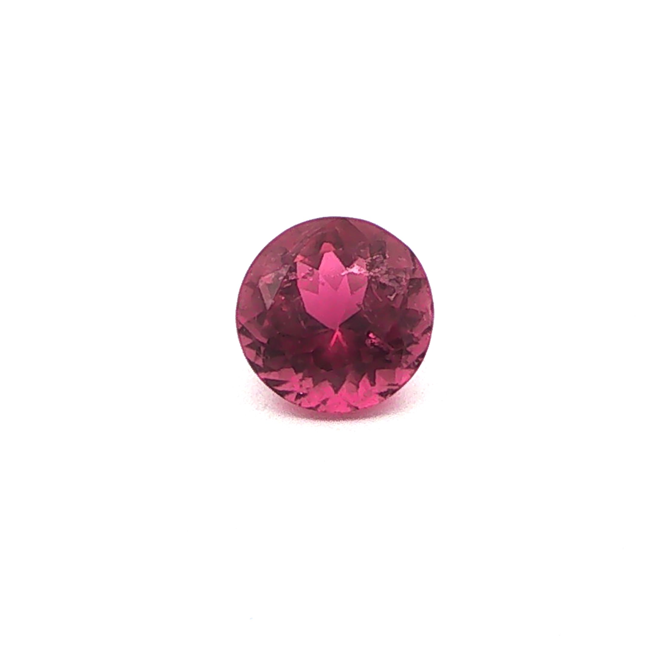 Turmalin 1,63 ct, różowy, szlif okrągły