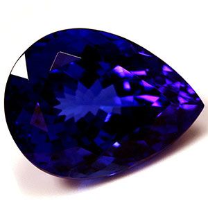 Tanzanit 13,19 ct, niebieski, szlif gruszka