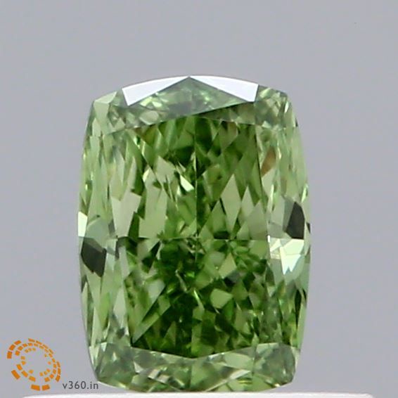 0.49 CT Fancy Vivid Green CUSHION BRILLIANT