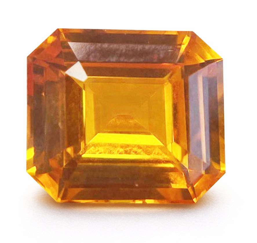 Szafir 6,19 ct, pomarańczowy, szlif szmaragdowy