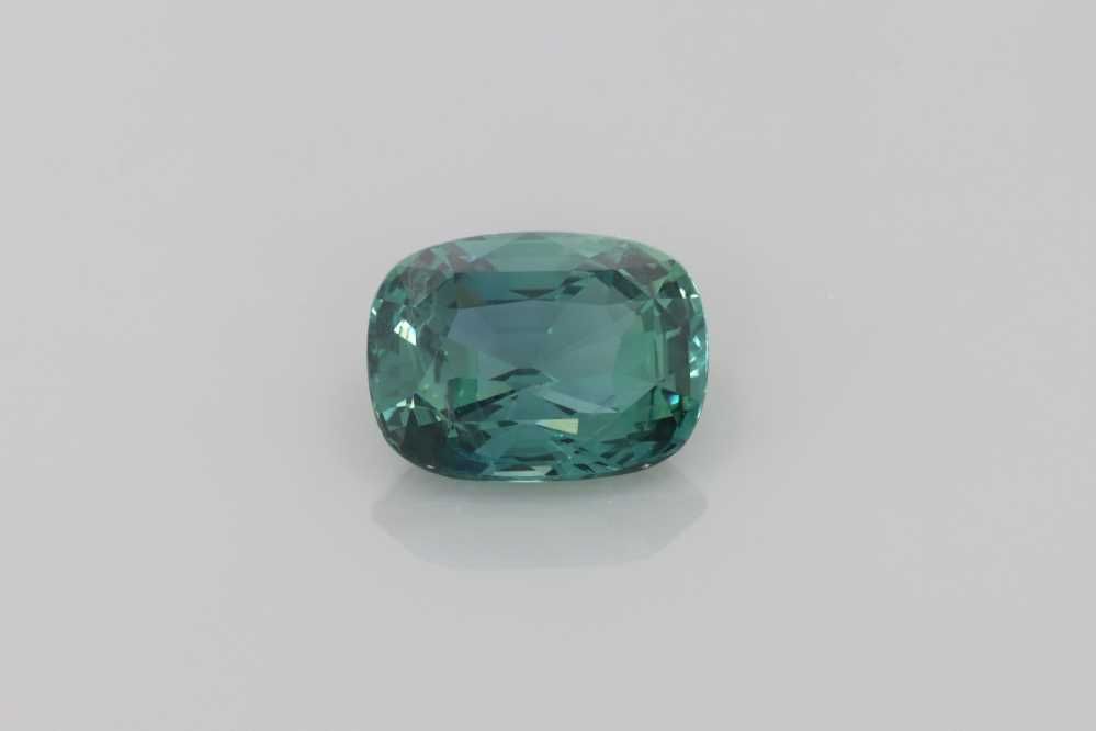 2.01 Carat Vivid Teal Cushion Sapphire