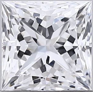 1.04-carat princess diamond with D color, null cut, and VVS1 clarity.