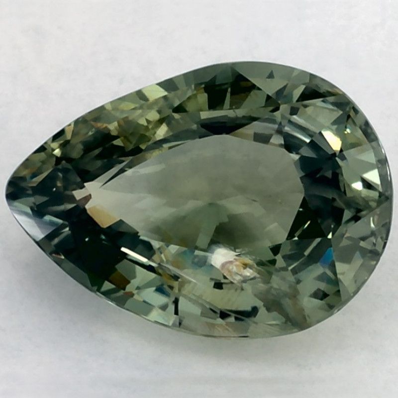 Szafir 3,25 ct, zielony, szlif gruszka
