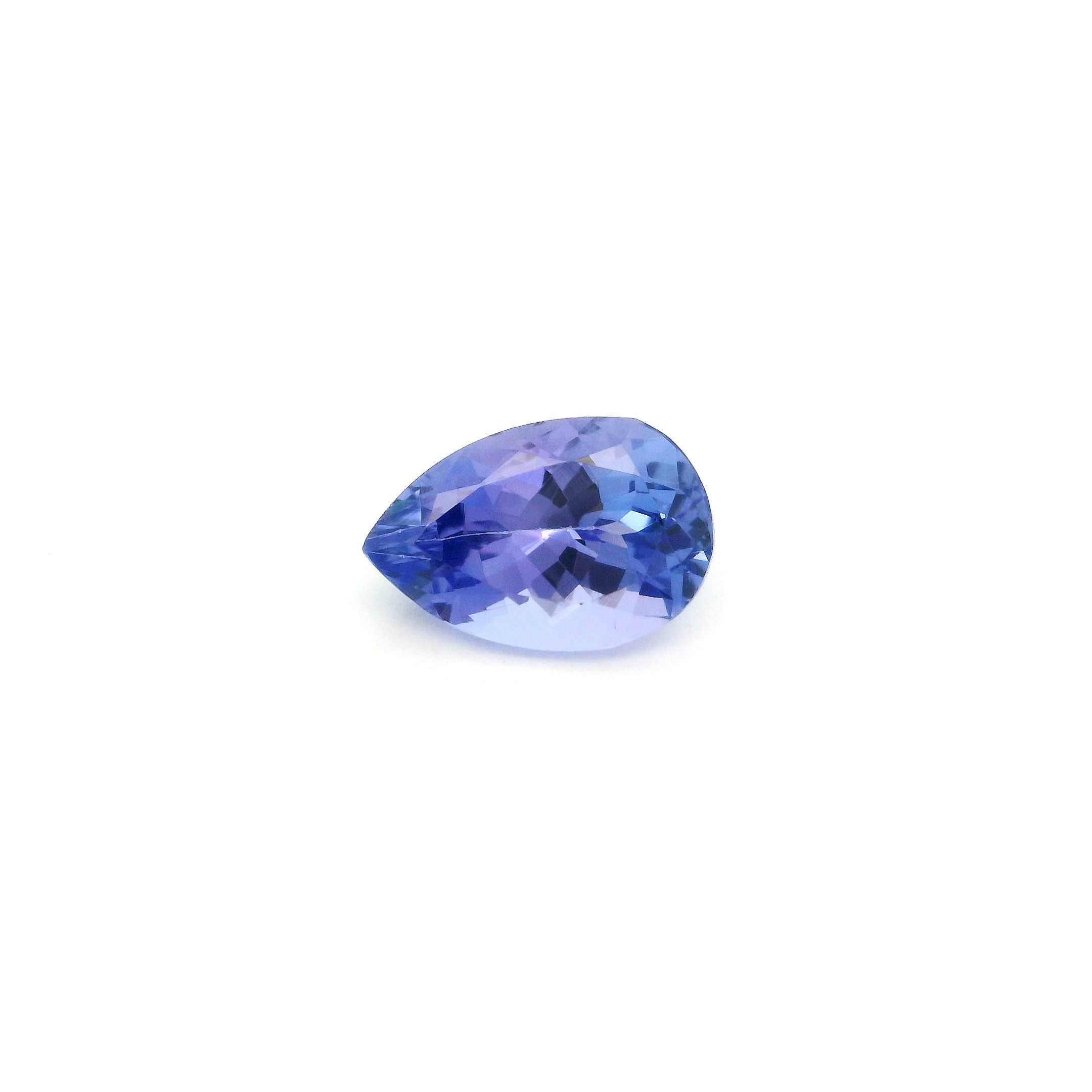 Tanzanit 1,65 ct, niebieski, szlif gruszka