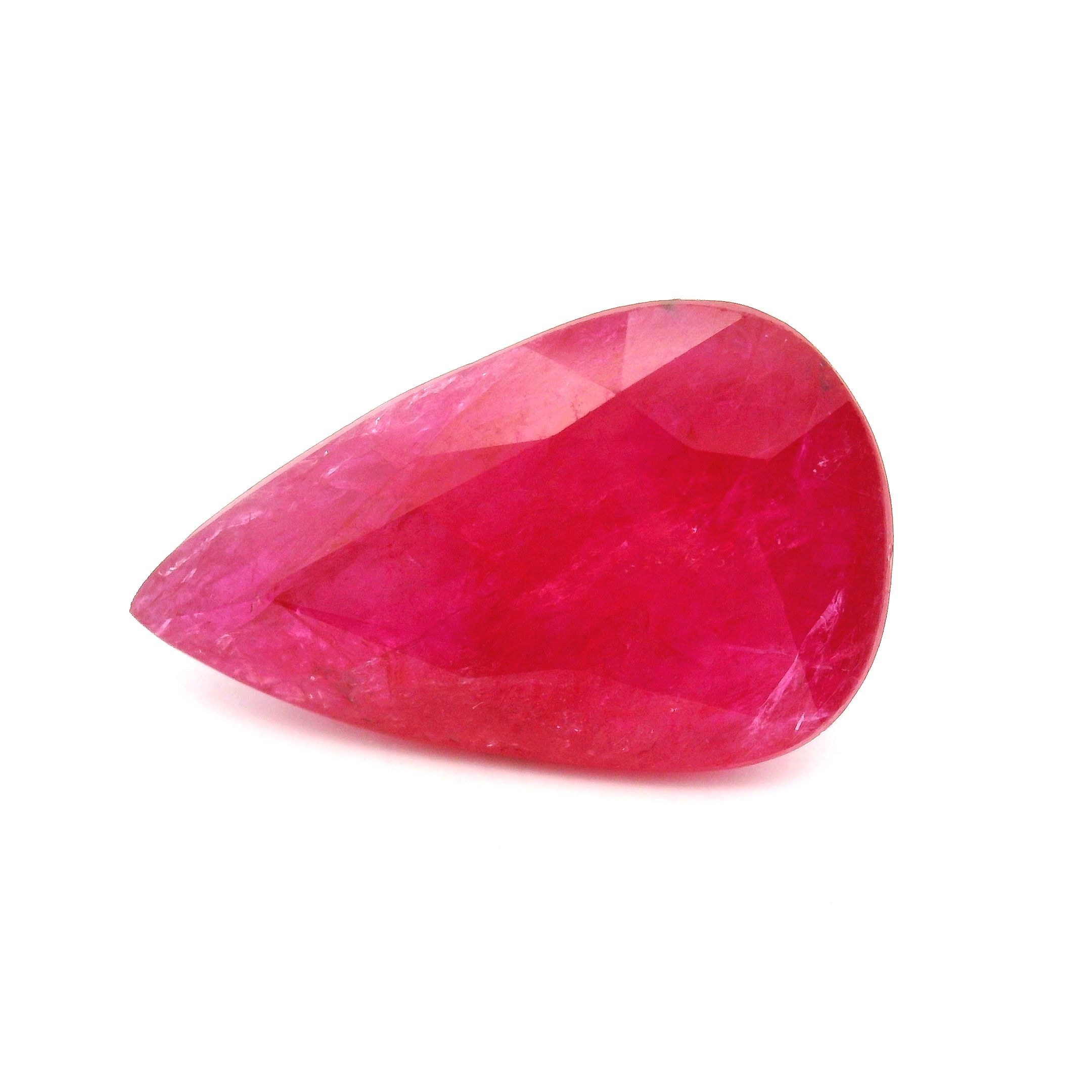 Rubin 8,09 ct, czerwony, szlif gruszka