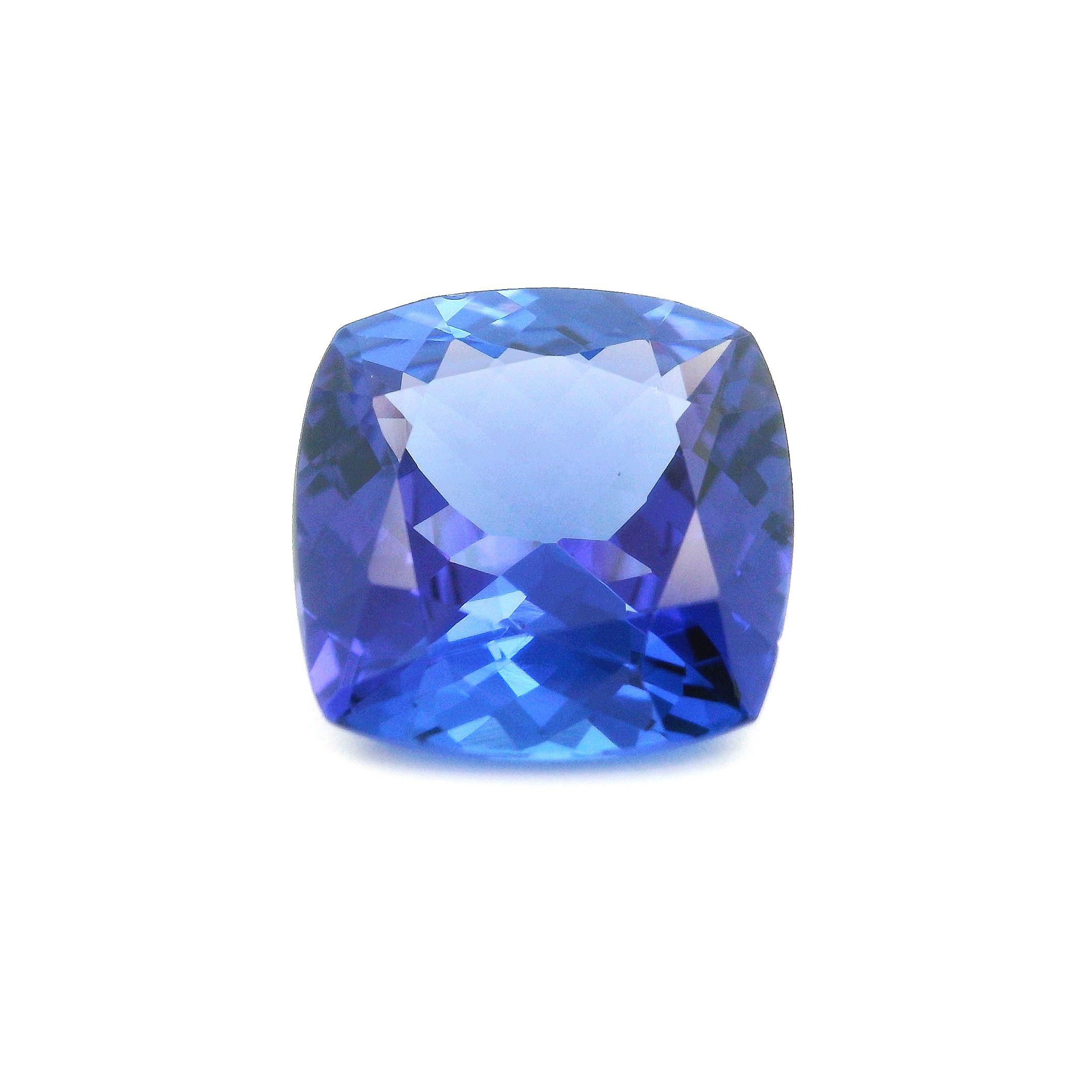 Tanzanit 4,24 ct, niebieski, szlif cushion