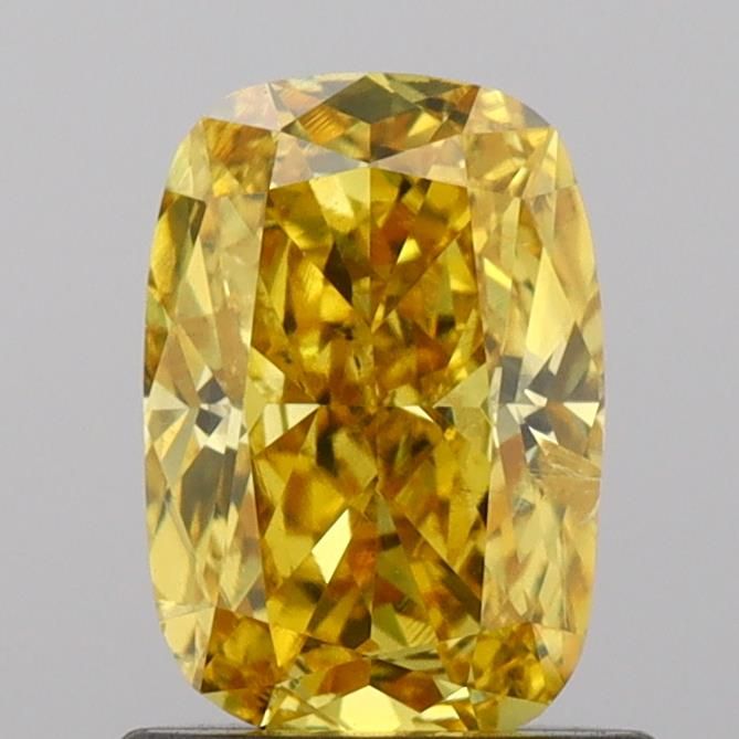 0.8 CT Fancy Vivid Yellow CUSHION BRILLIANT