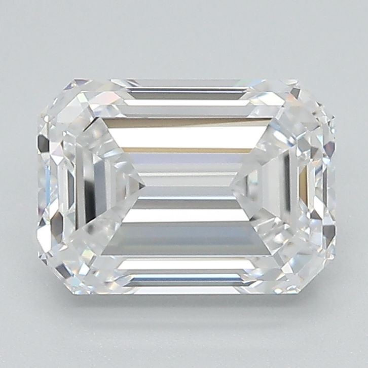 2.08-carat emerald diamond with D color, null cut, and VS1 clarity.