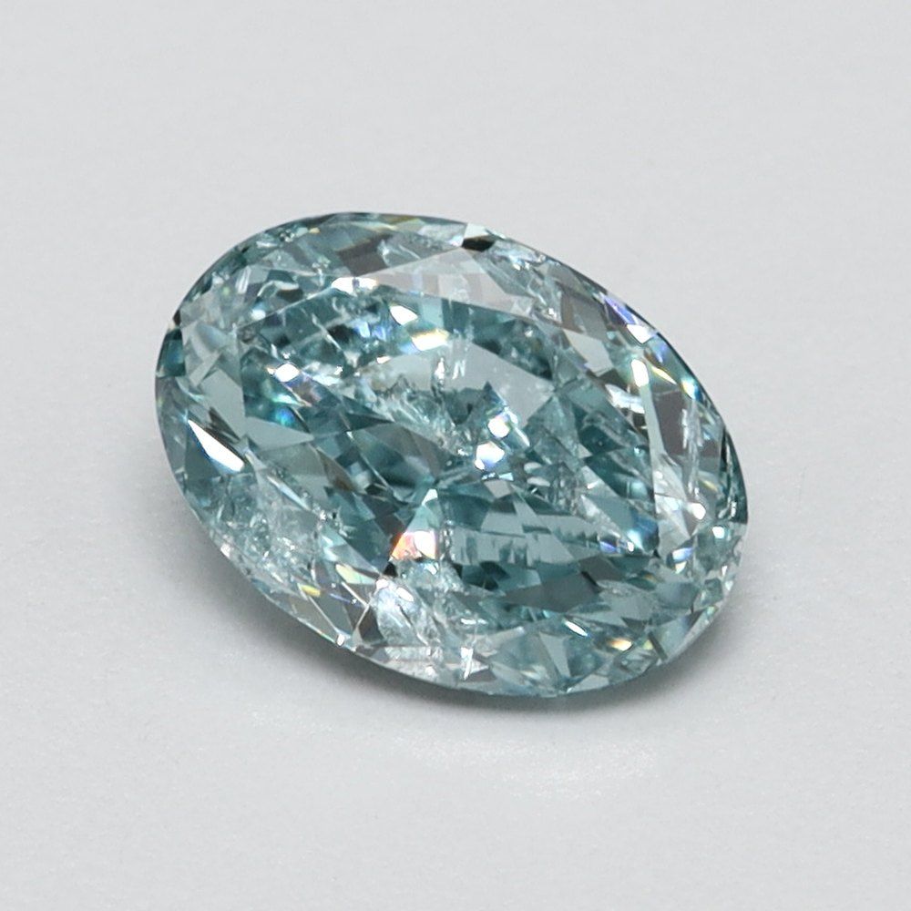 0.4 CT Fancy Vivid Greenish Blue OVAL