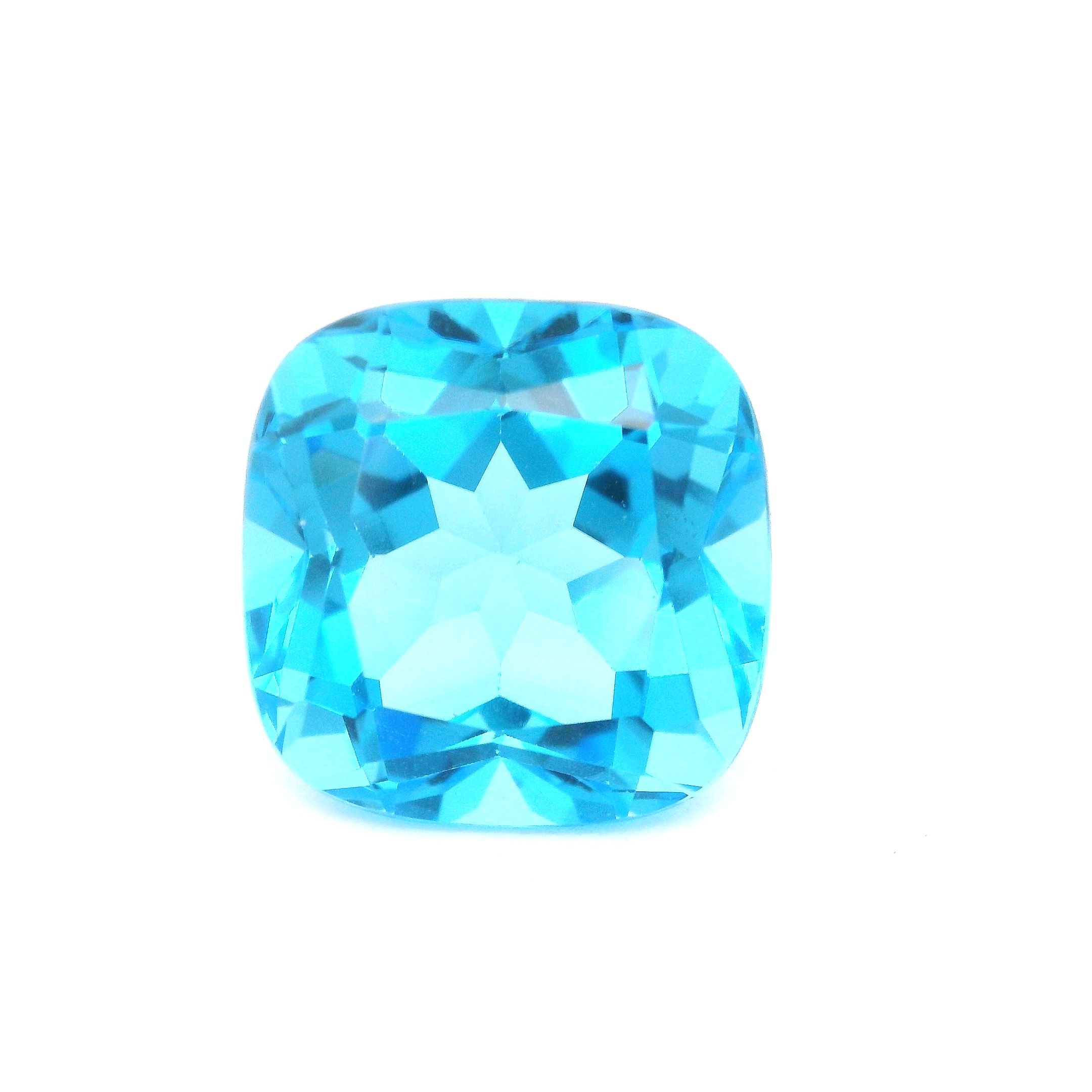 Topaz 12,50 ct, niebieski, szlif cushion