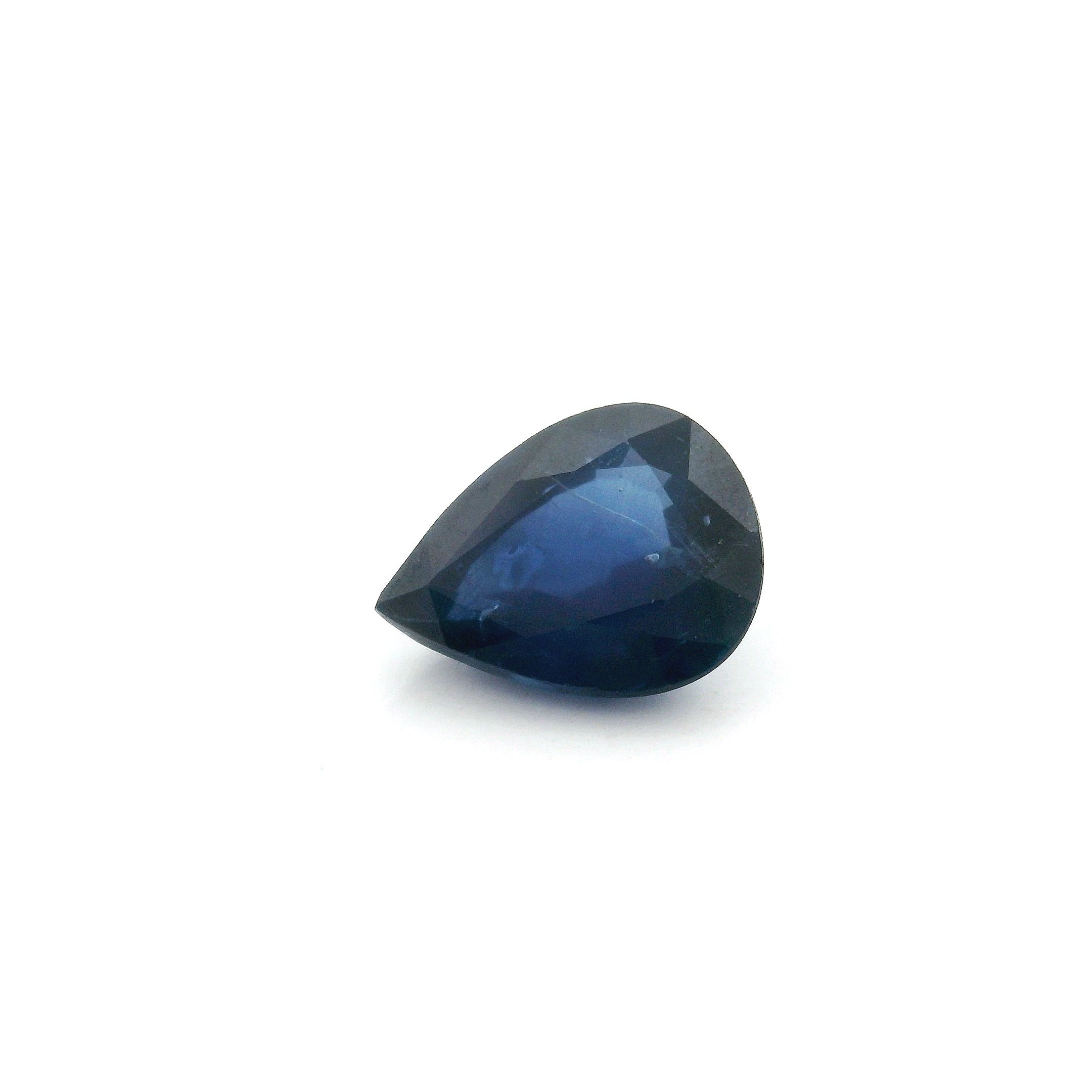 Szafir 2,02 ct, niebieski, szlif gruszka
