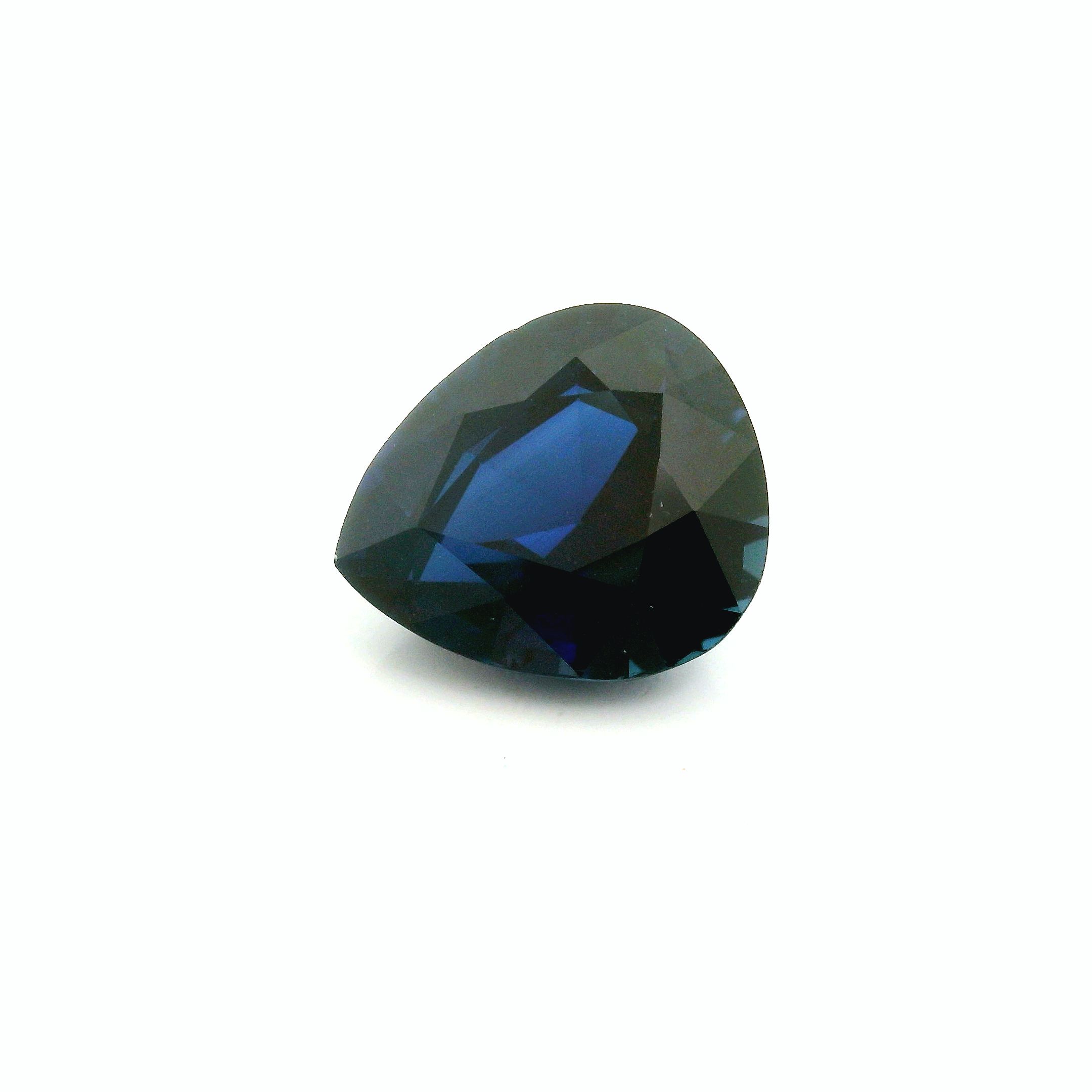 Szafir 7,38 ct, niebieski, szlif gruszka