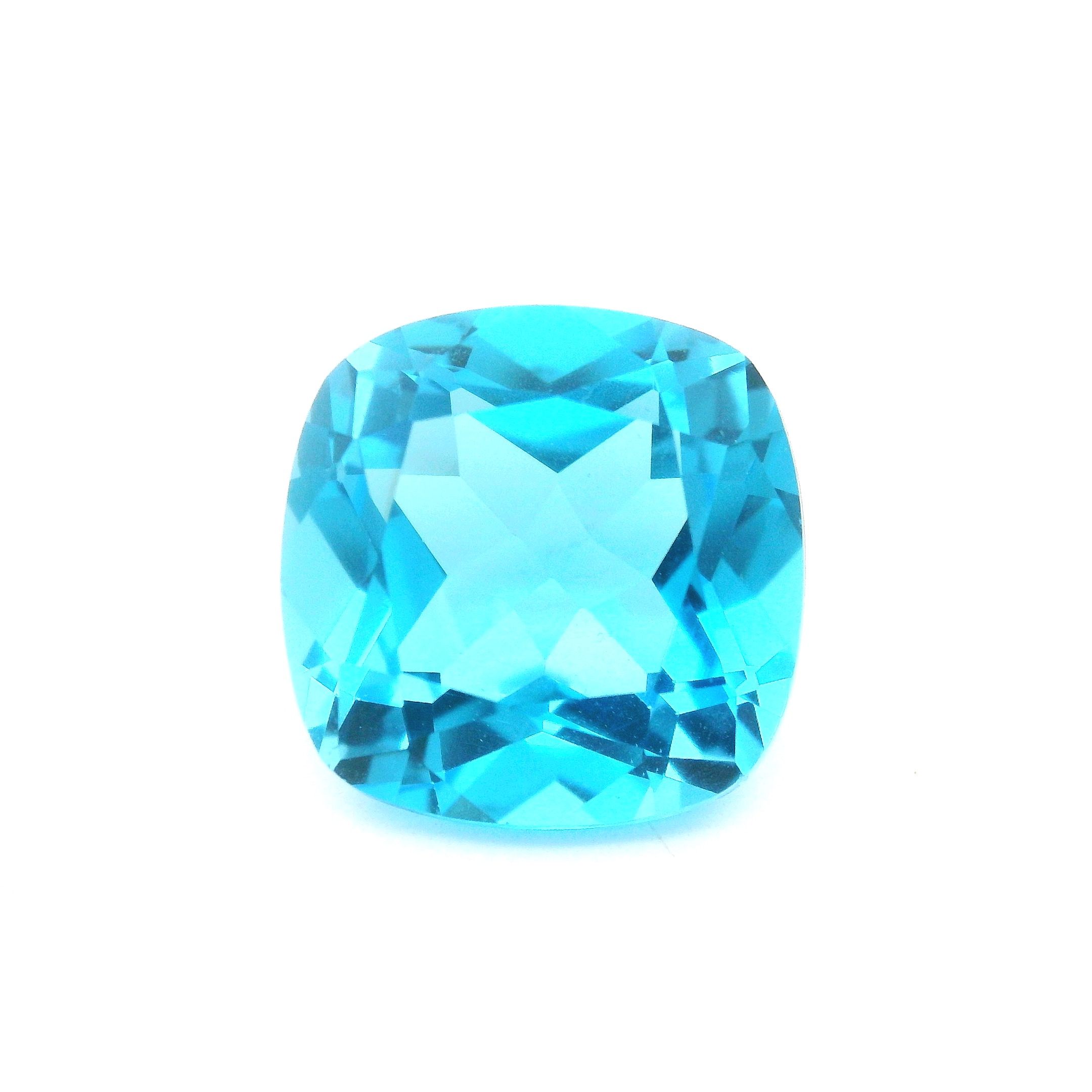 Topaz 12,16 ct, niebieski, szlif cushion