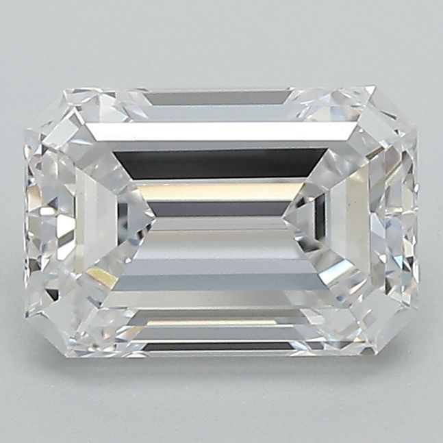 1.61-carat emerald diamond with D color, null cut, and VVS2 clarity.