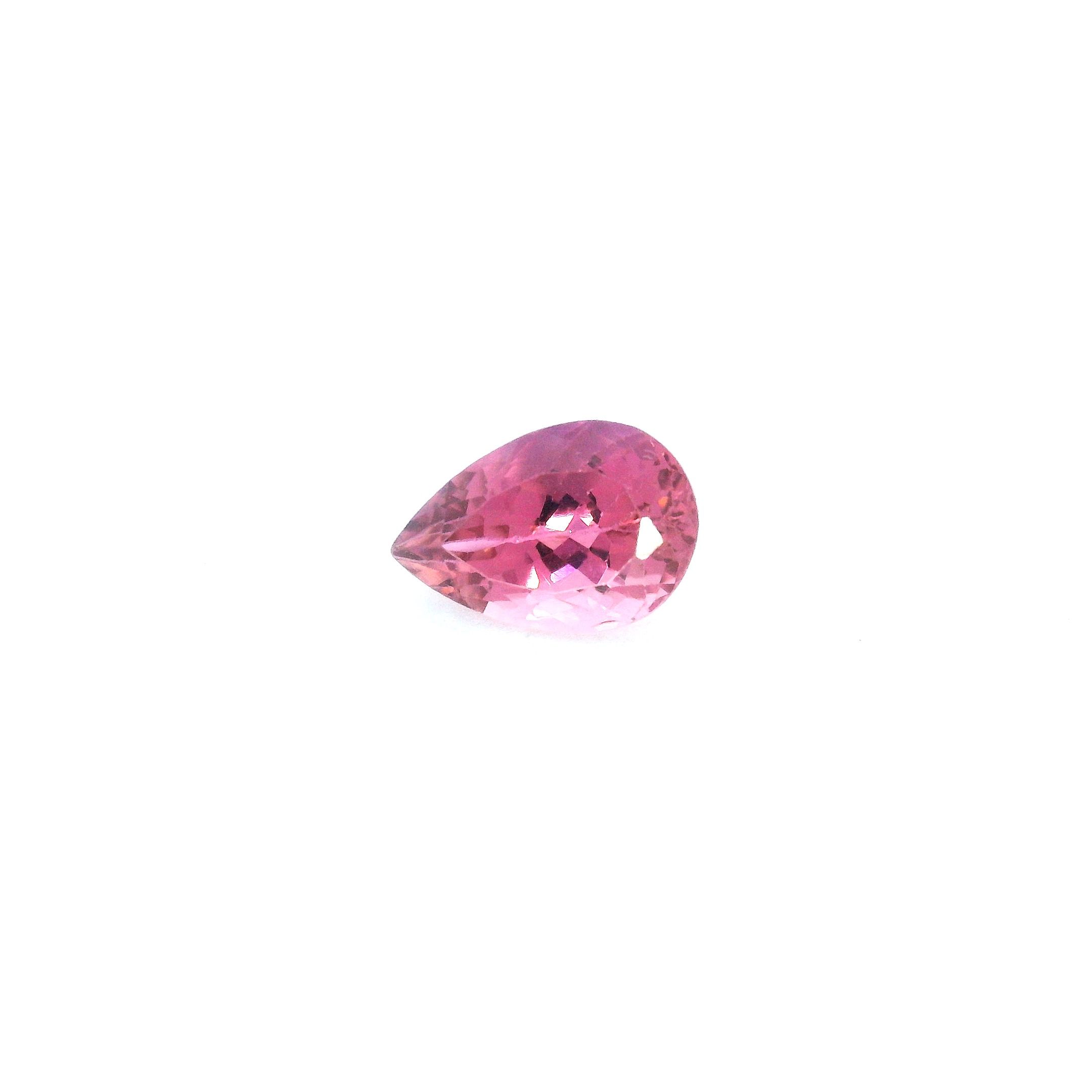 Turmalin 1,69 ct, różowy, szlif gruszka
