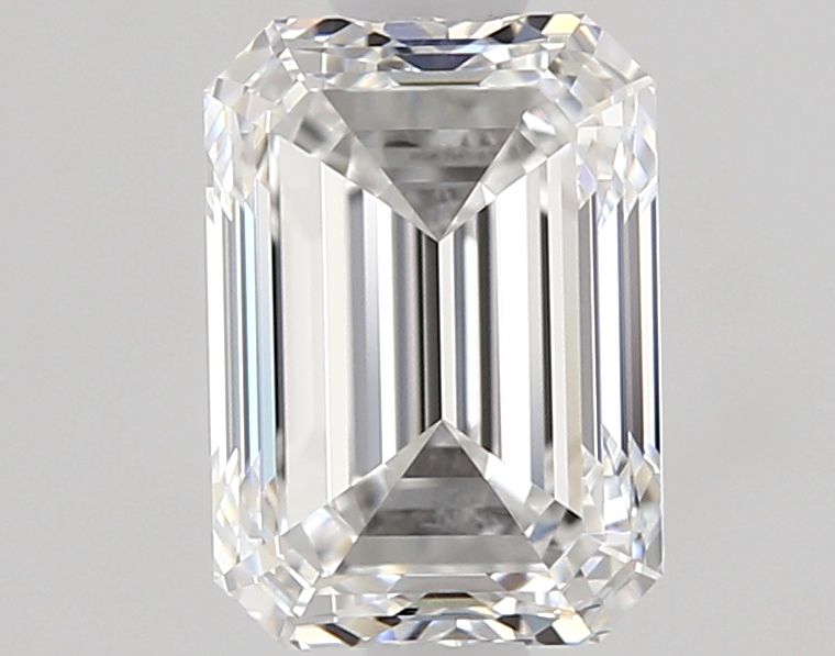 1.07-carat emerald diamond with E color, null cut, and VVS1 clarity.