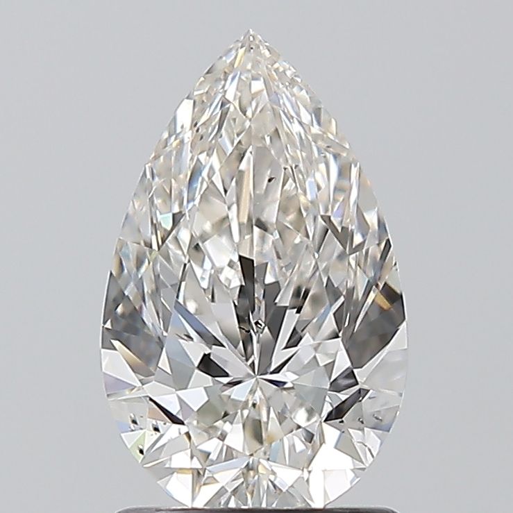 1.2-carat pear diamond with H color, null cut, and SI1 clarity.