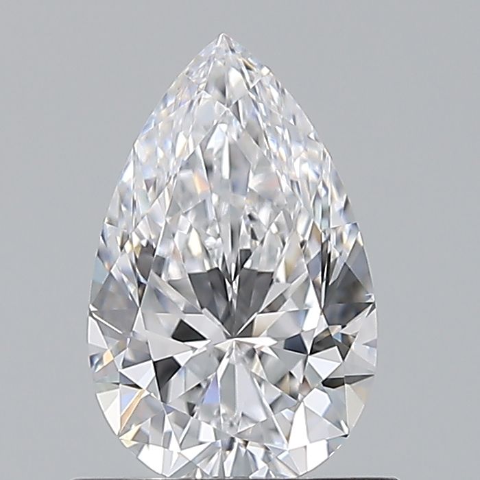 0.8-carat pear diamond with D color, null cut, and VS1 clarity.