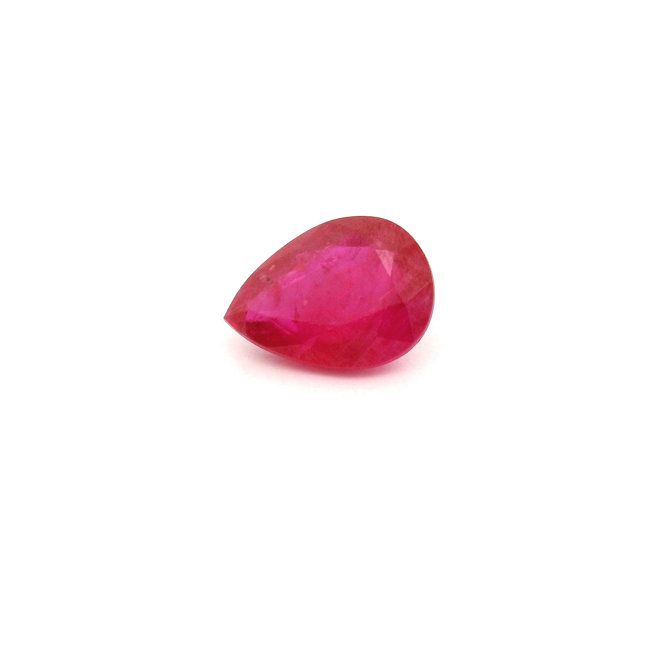 RUBY FACETED 1.33ct RED Intense MI MOZAMBIQUE HEATED