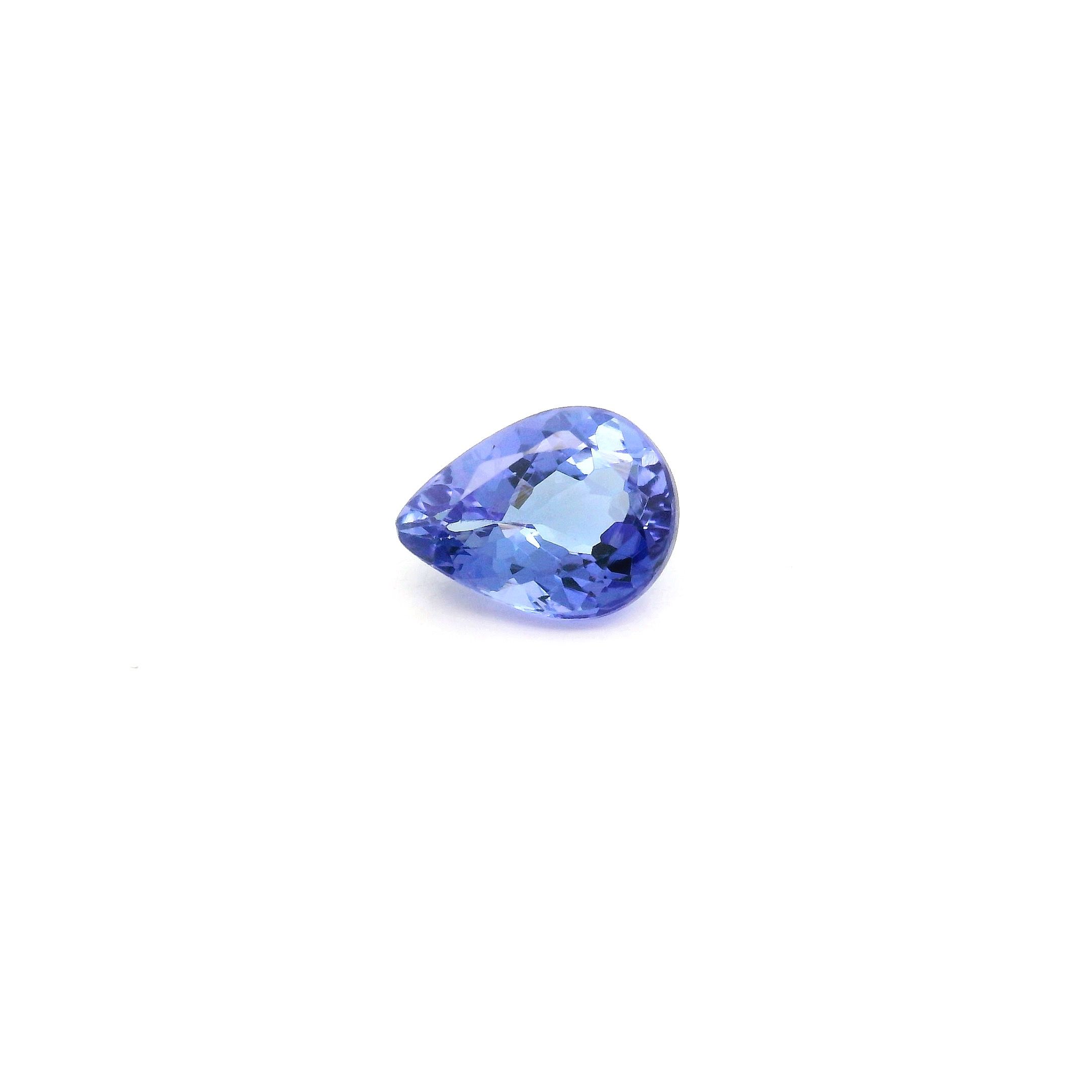 Tanzanit 1,36 ct, niebieski, szlif gruszka