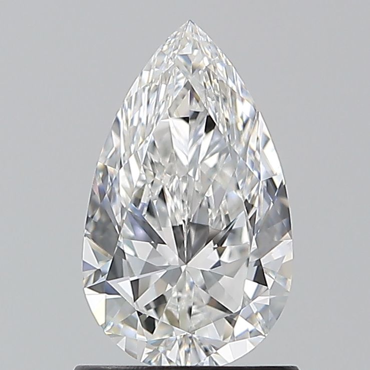 1.01-carat pear diamond with E color, null cut, and VVS2 clarity.