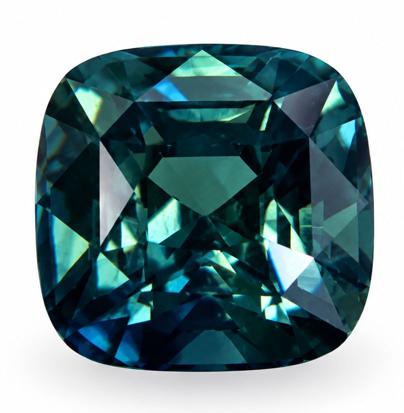 Szafir 3,01 ct, zielony, szlif cushion