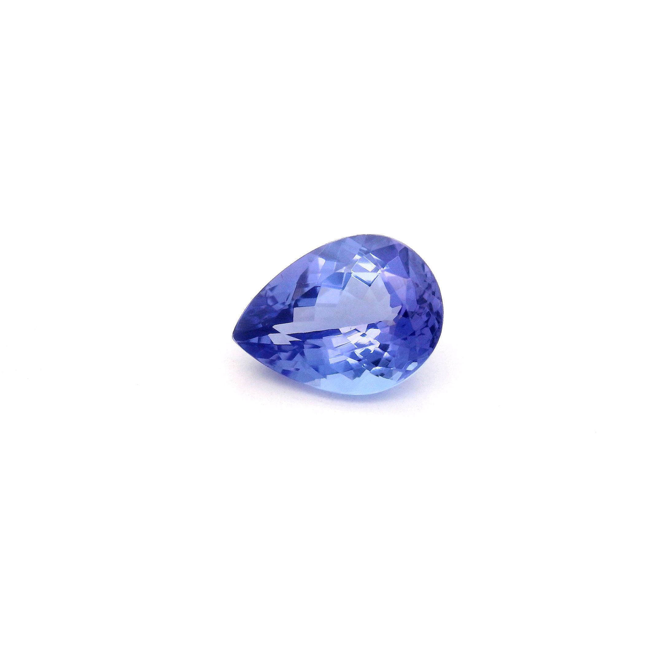 Tanzanit 1,18 ct, niebieski, szlif gruszka