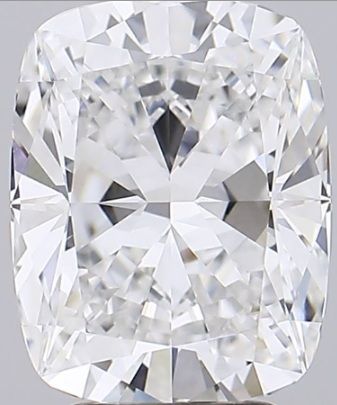 4.55-carat cushion diamond with E color, null cut, and VVS2 clarity.