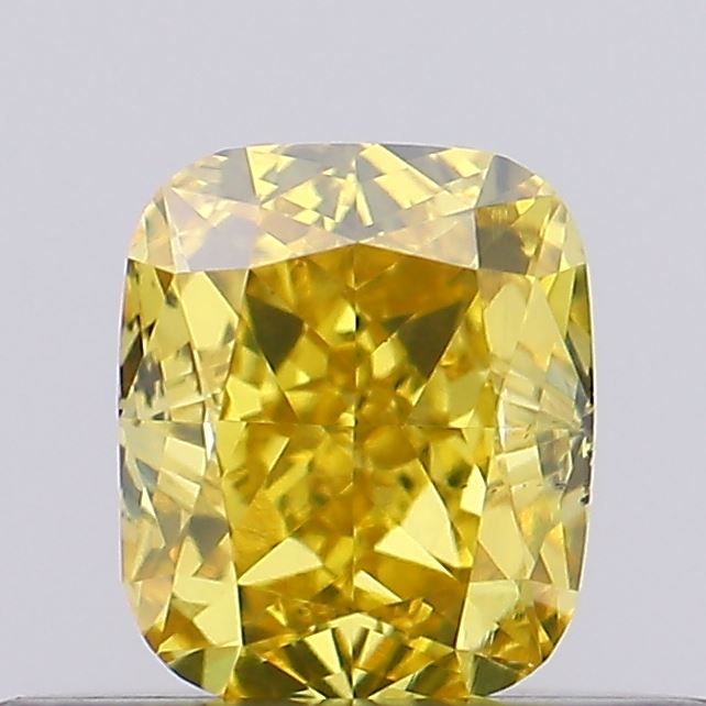 0.4 CT Fancy Vivid Yellow CUSHION BRILLIANT