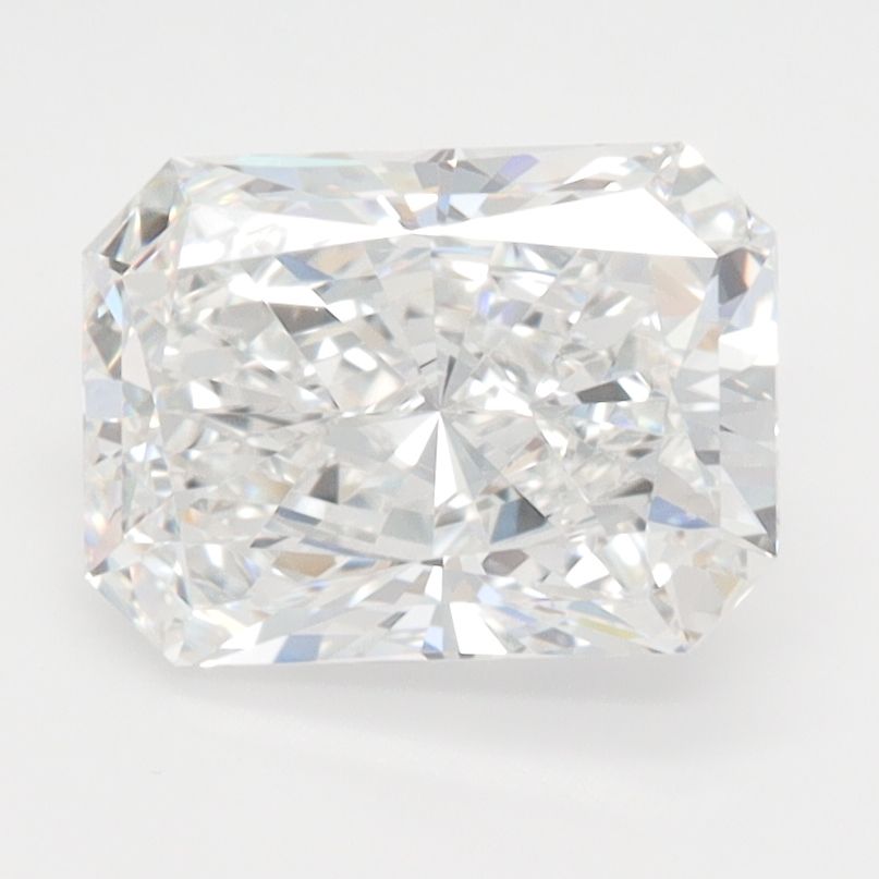 2.05-carat radiant diamond with E color, null cut, and VVS2 clarity.