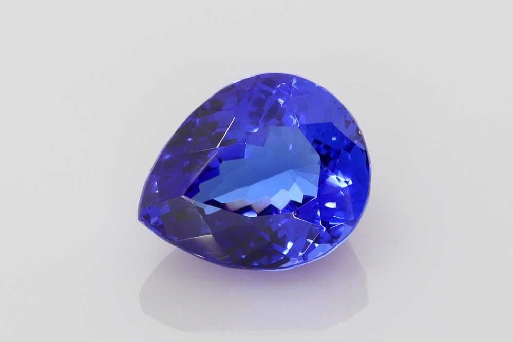 Tanzanit 7,97 ct, niebieski, szlif gruszka