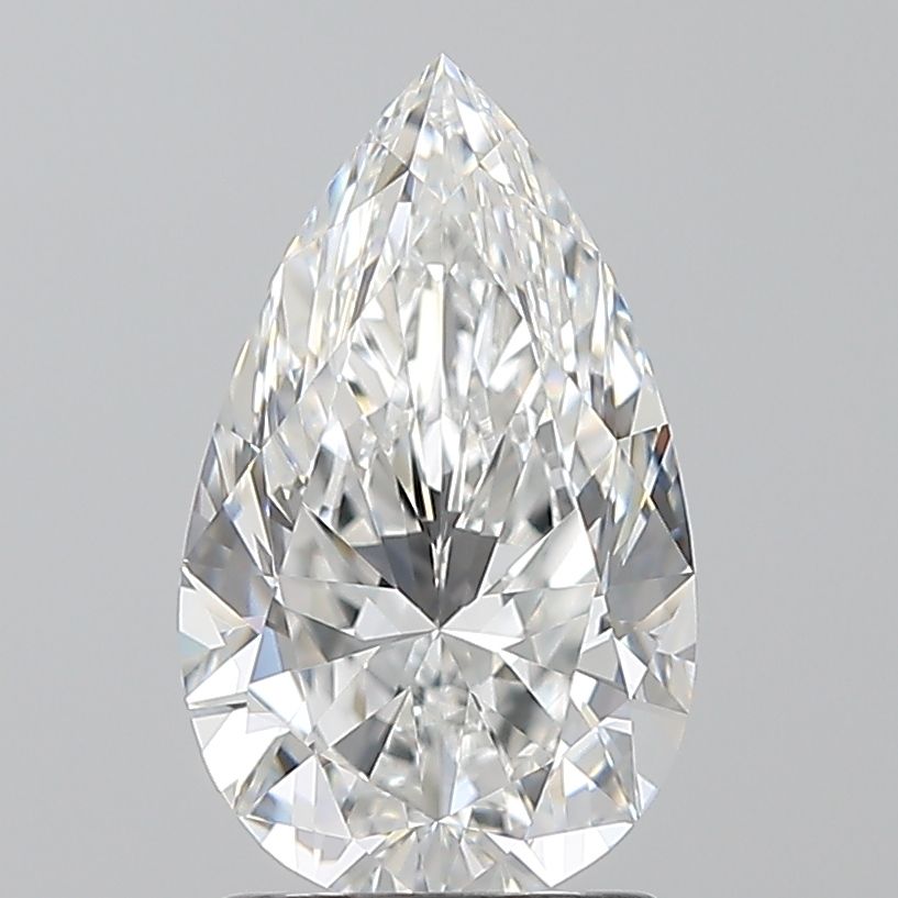 1.7-carat pear diamond with E color, null cut, and VVS2 clarity.