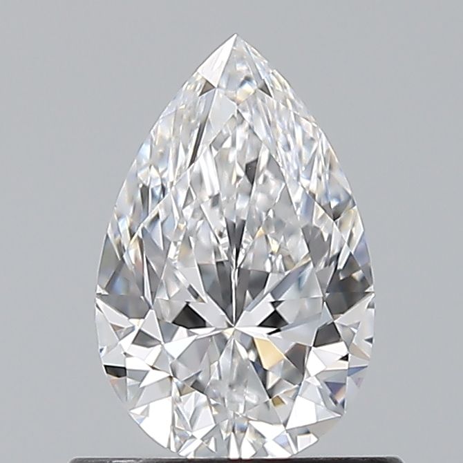 0.7-carat pear diamond with D color, null cut, and VVS2 clarity.