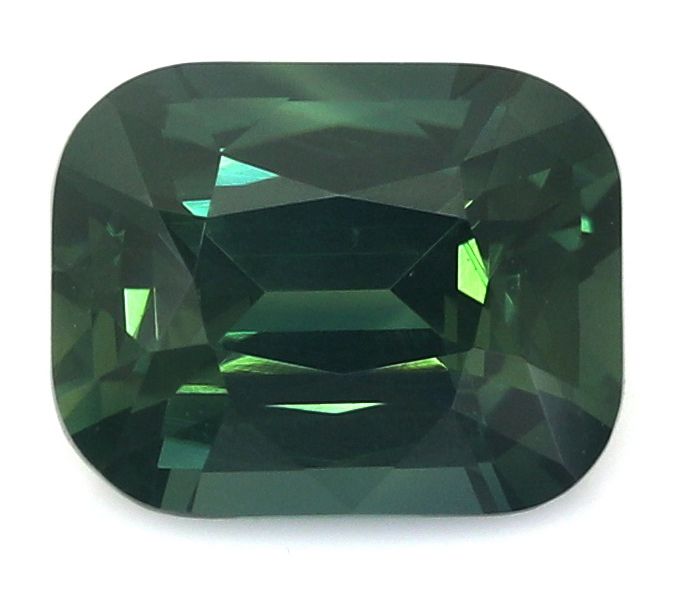 Szafir 3,64 ct, zielony, szlif cushion