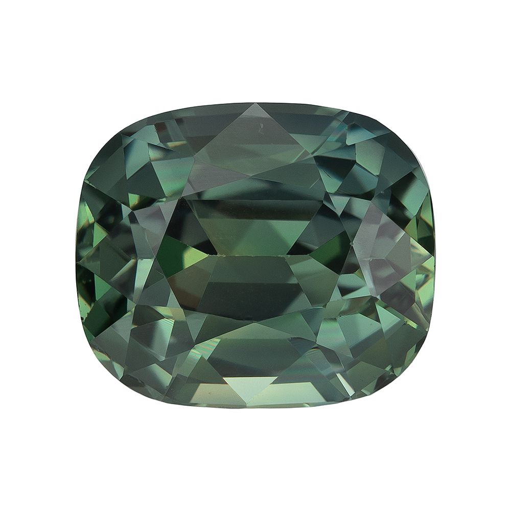4.04 Carat Green Cushion Sapphire