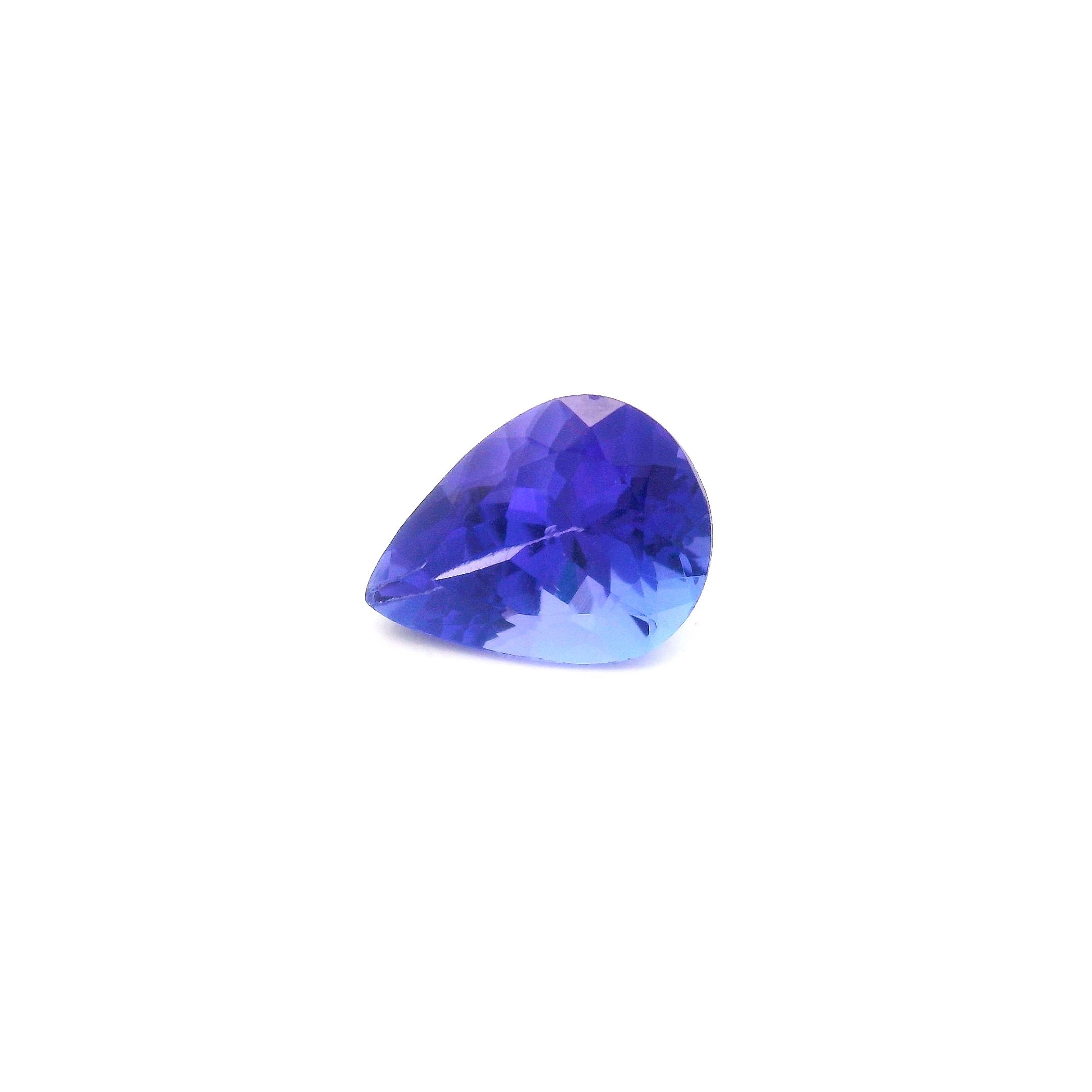 Tanzanit 1,36 ct, niebieski, szlif gruszka