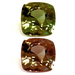 Aleksandryt 1,06 ct, zielony, szlif cushion