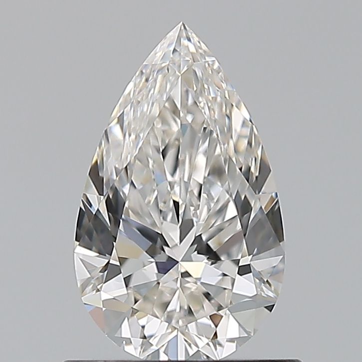 0.8-carat pear diamond with G color, null cut, and VVS1 clarity.