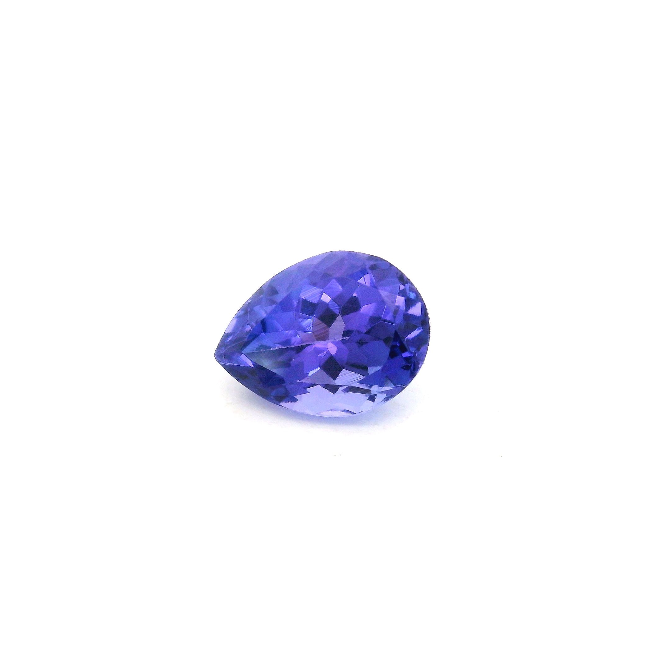 Tanzanit 1,48 ct, niebieski, szlif gruszka