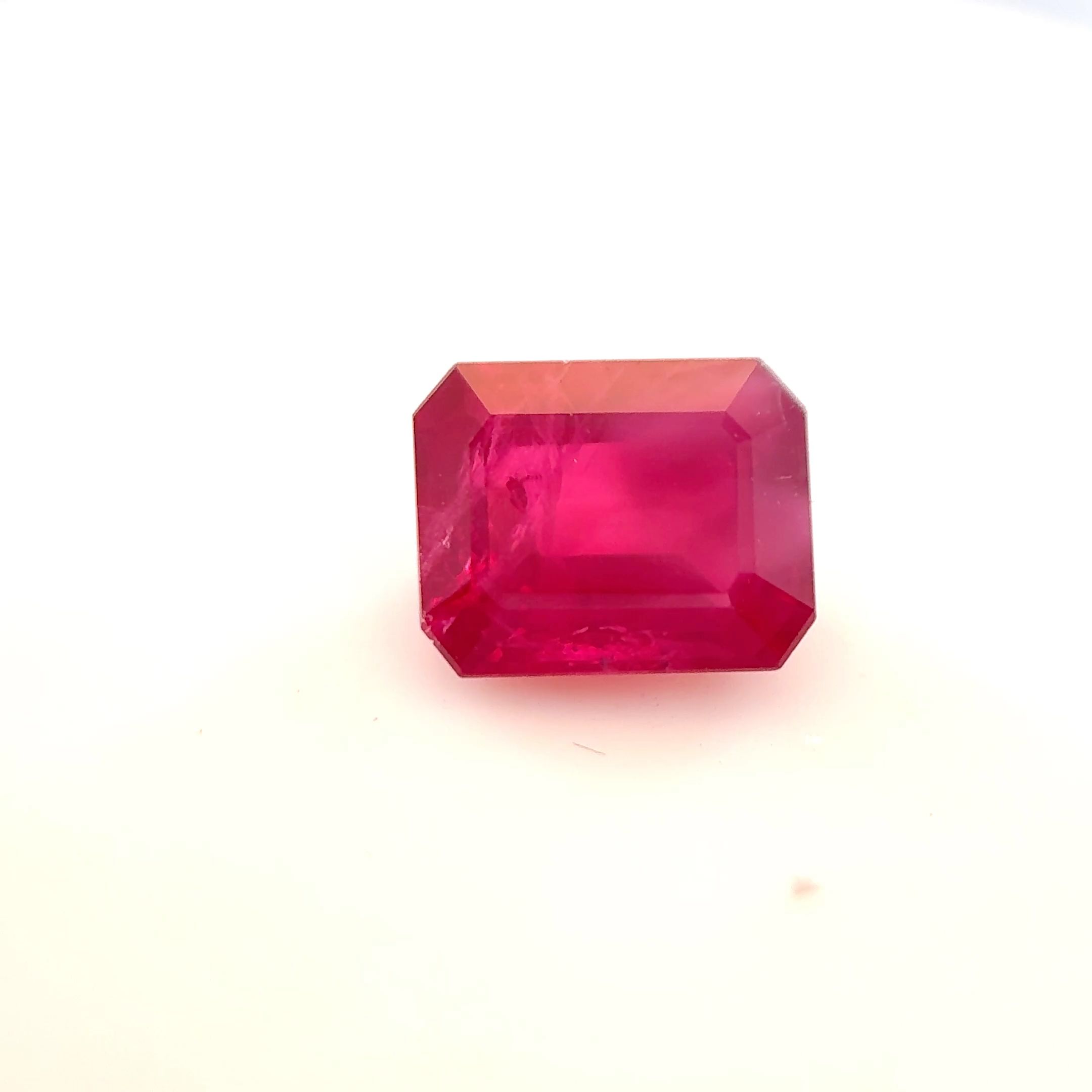 Rubin 1,27 ct, czerwony, szlif szmaragdowy