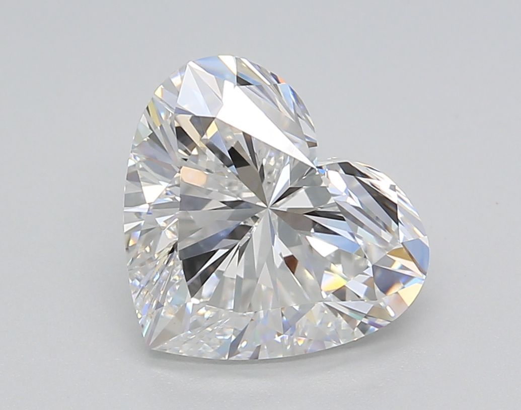 3-carat heart diamond with E color, null cut, and VS1 clarity.