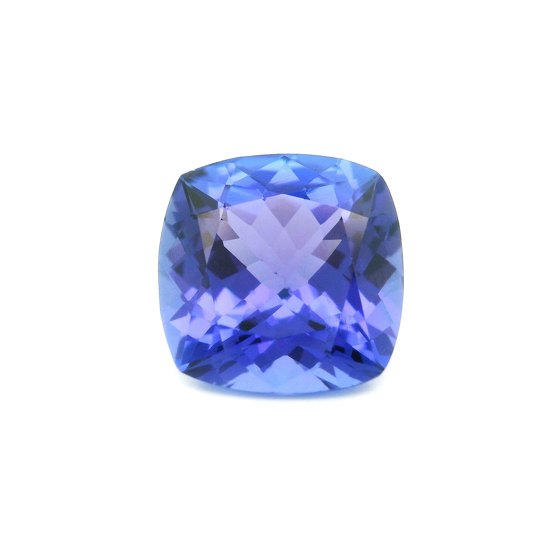 Tanzanit 4,05 ct, niebieski, szlif cushion