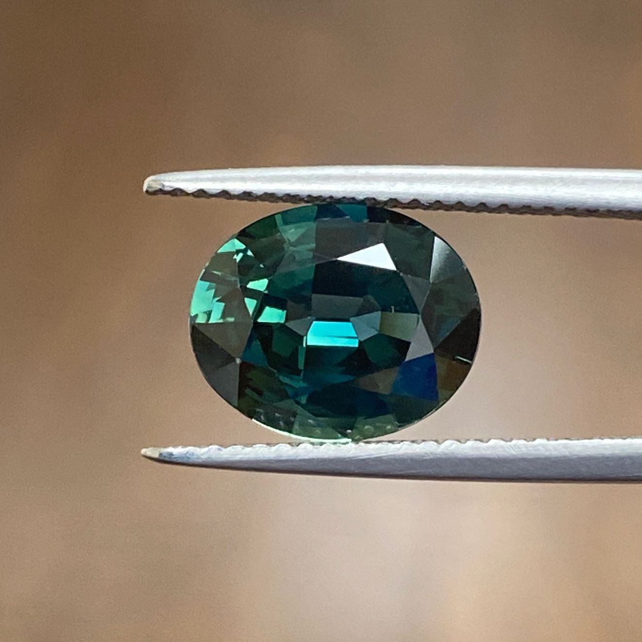 SAPPHIRE FACETED 4.19ct GREEN Blue Green EC SRILANKA HEATED