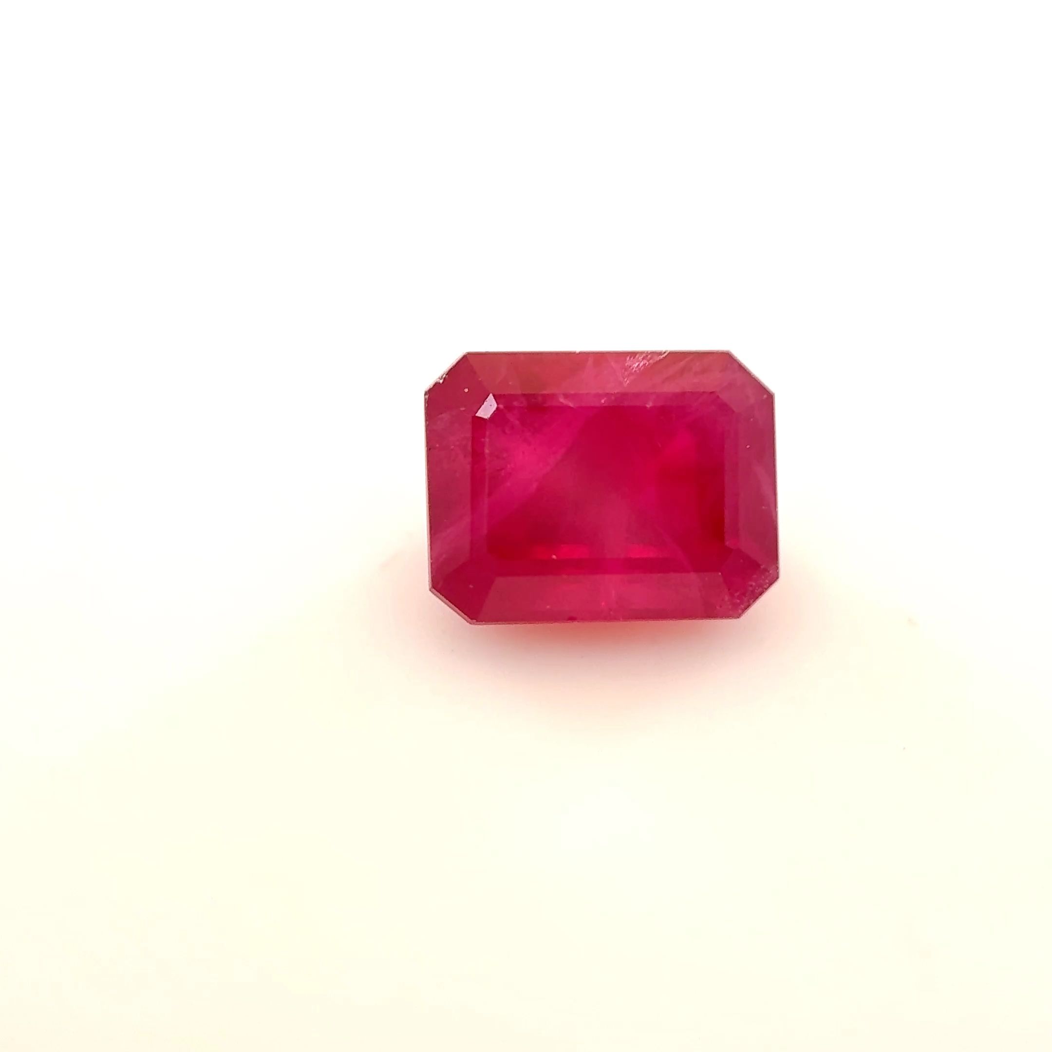 Rubin 1,00 ct, czerwony, szlif szmaragdowy