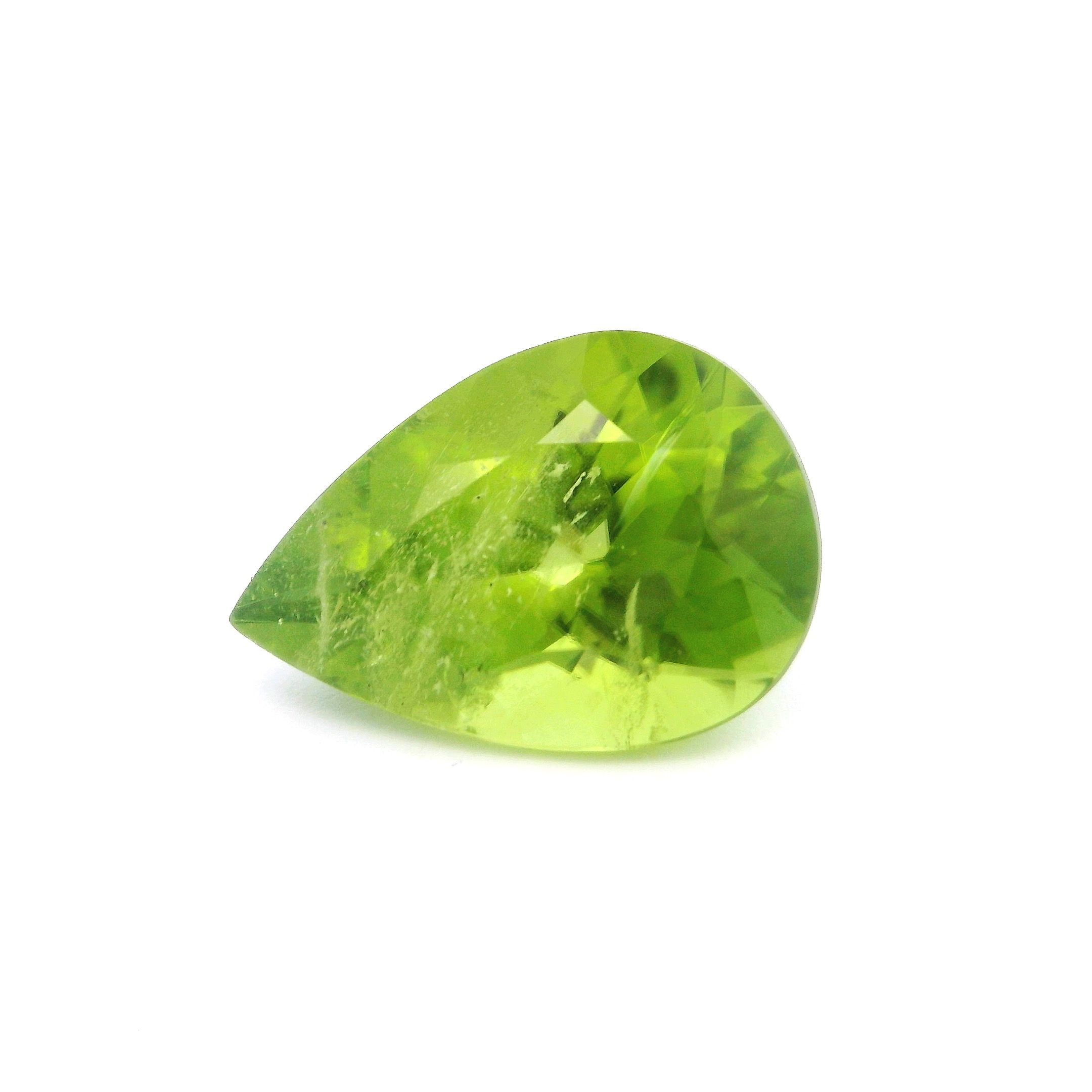 Perydot 3,49 ct, zielony, szlif gruszka